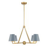 Banks 4 Light Linear Chandelier 32”, French Blue and Brass