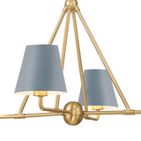 Banks 4 Light Linear Chandelier 32”, French Blue and Brass