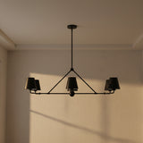 Banks 6 Light Linear Chandelier 46" for Modern home with Light Gray geometric wallpaper