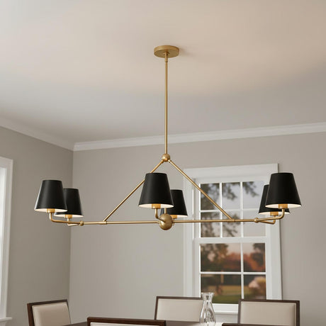Banks 6 Light Linear Chandelier 46" for Modern home with Gray Walls