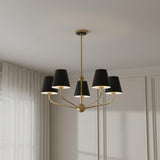 Banks 5 Light Chandelier 28", Matte Black and Brass