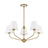 Banks 5 Light Chandelier 28”, White and Brass