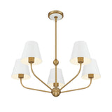 Banks 5 Light Chandelier 28”, White and Brass