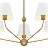 Banks 5 Light Chandelier 28”, White and Brass