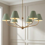 Banks 6 Light Chandelier 40" for Modern home with Sage Green and Brass