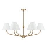 Banks 6 Light Chandelier 40", White and Brass