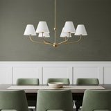 Banks 6 Light Chandelier 40", White and Brass