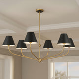 Banks 6 Light Chandelier 48", Matte Black and Brass