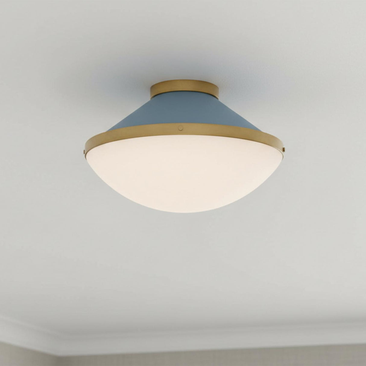 Blair Medium Flush Mount 16", French Blue and Brass