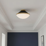 Blair Medium Flush Mount 16", Matte Black and Brass