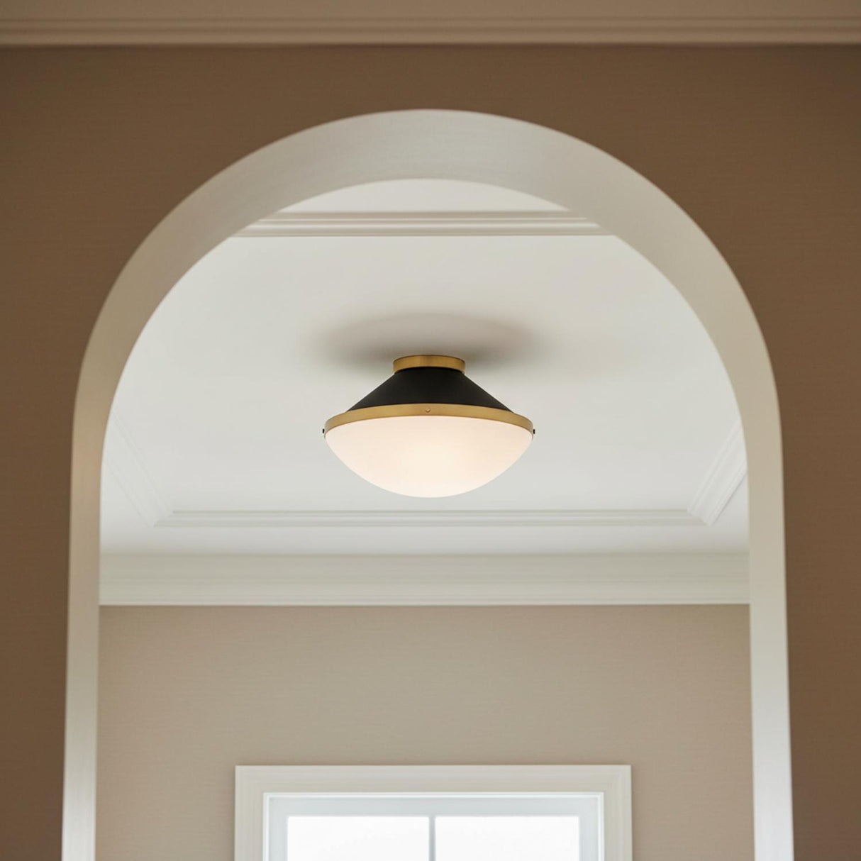 Blair Medium Flush Mount 16", Matte Black and Brass