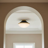 Blair Medium Flush Mount 16", Matte Black and Brass