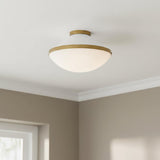 Blair Medium Flush Mount 16", White and Brass