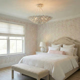 Alysa Semi-Flush 24", Matte White leaf design Chandelier in a Transitional Bedroom with an upholstered bed.