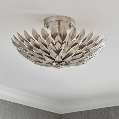 Alysa Semi-Flush 16″, Antique Silver for Transitional home with Gray Shiplap