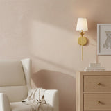 Alice Single Wall Sconce 21, Antique Gold - Wall sconce in a neutral-toned nursery