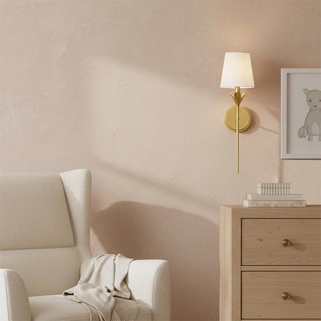 Alice Single Wall Sconce 21, Antique Gold - Wall sconce in a neutral-toned nursery