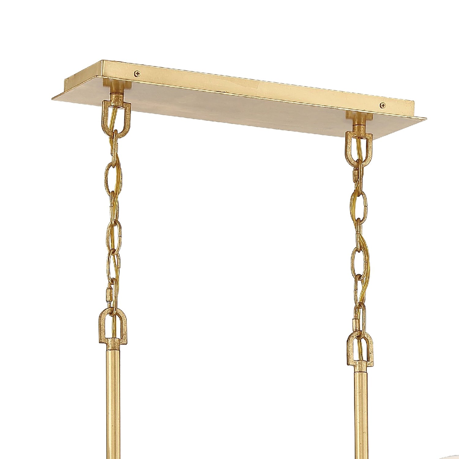 Alice Antique Gold 5 Light Linear Chandelier 53” Wide with White