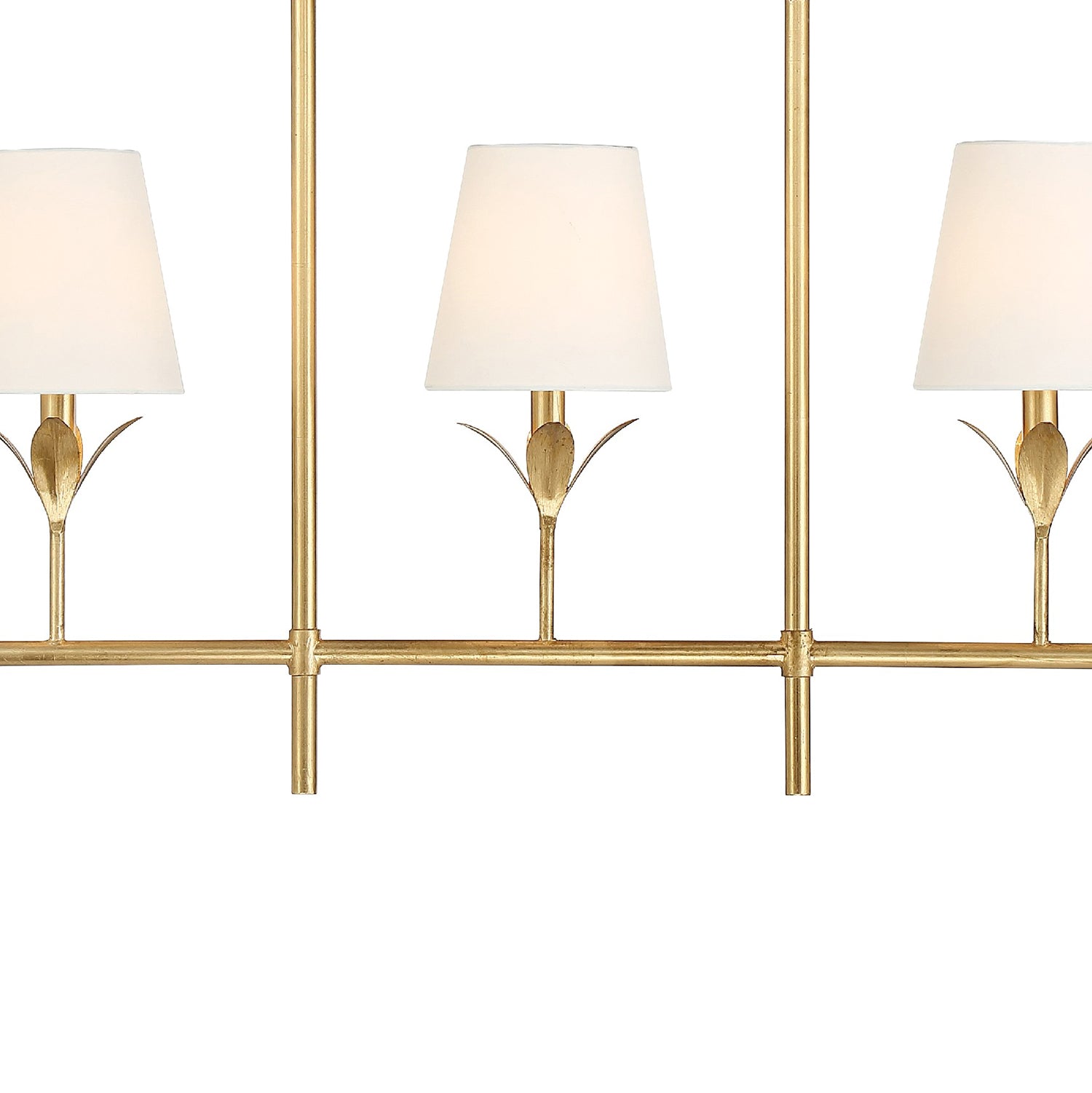 Alice Antique Gold 5 Light Linear Chandelier 53” Wide with White