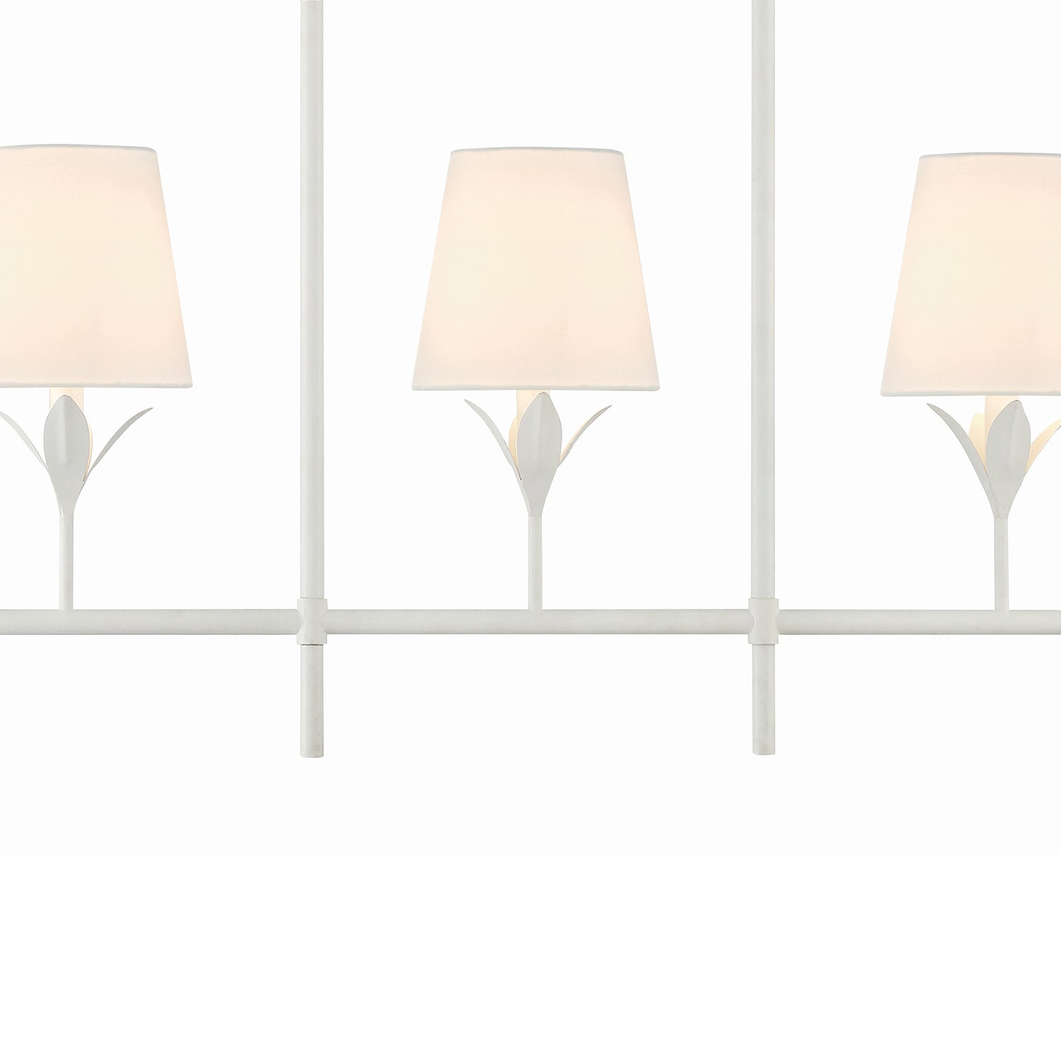 Alice Matte White 5 Light Linear Chandelier 53” Wide with White