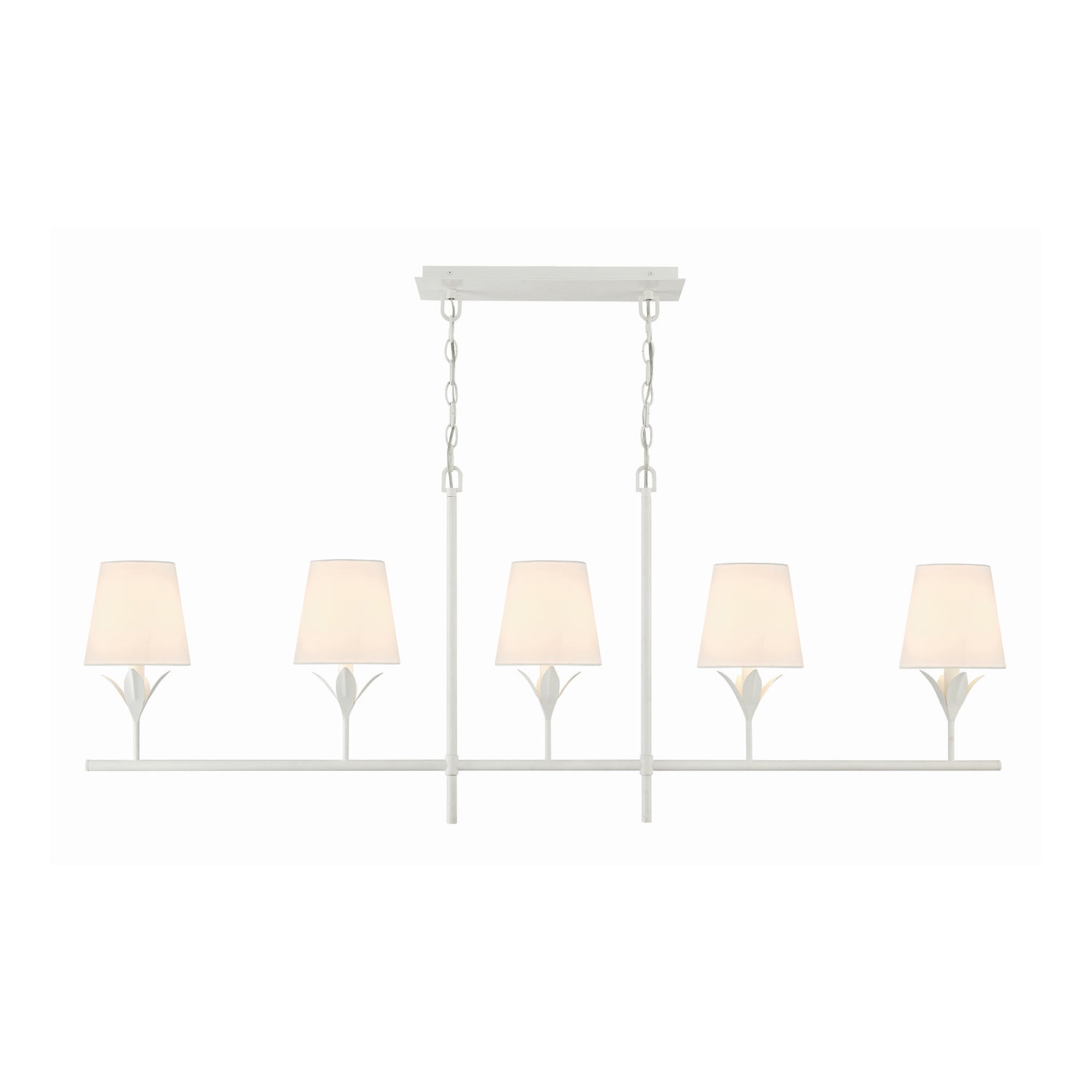 シャンデリア Alice アリス 5灯 クリーム (ホワイト) Alice Matte White 5 Light Linear Chandelier 53” Wide with White