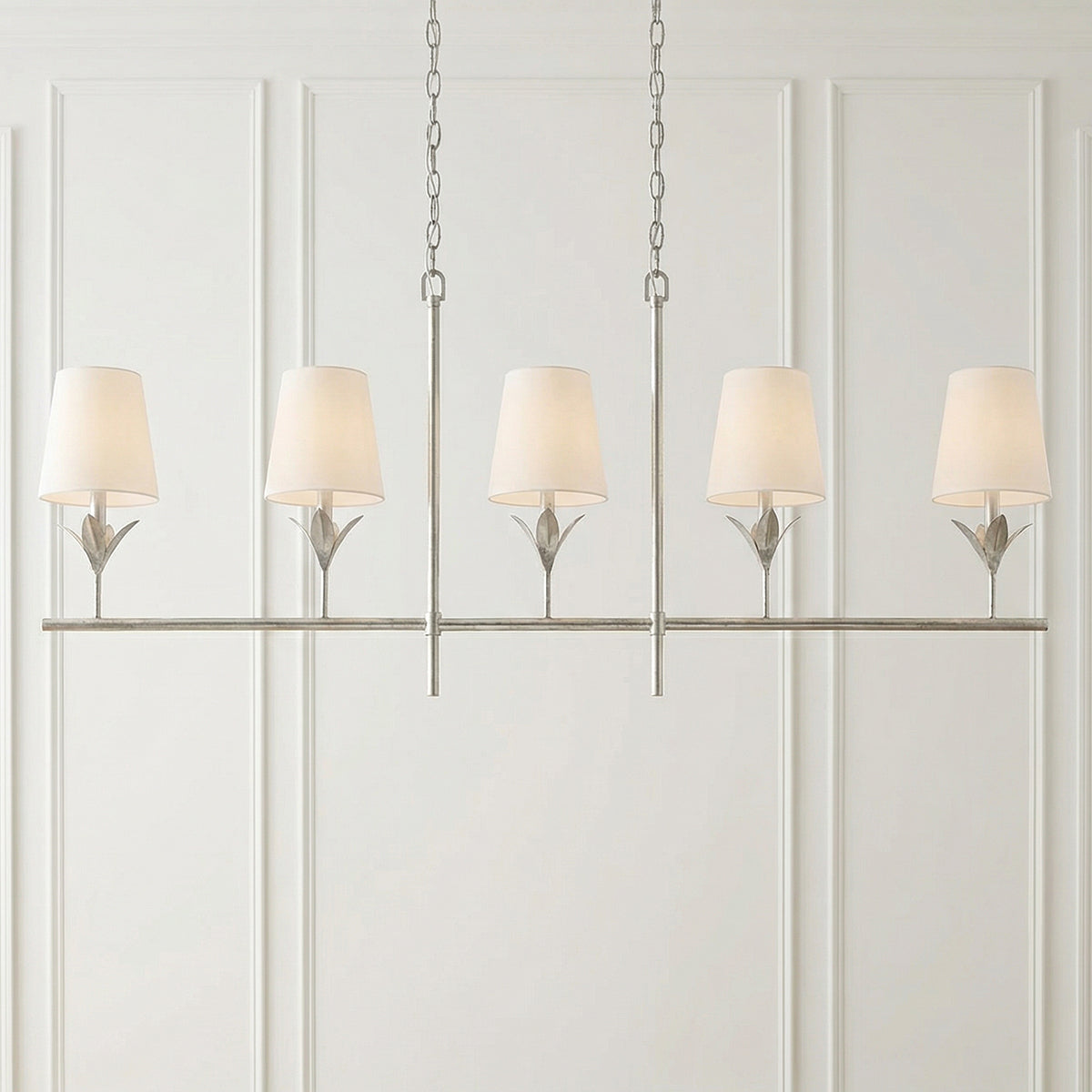 Alice 5 Light Linear Chandelier 53" for Transitional home with White Walls