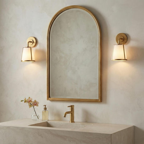 Hoyt Vanity Wall Sconce, Antique Gold with Opal Glass