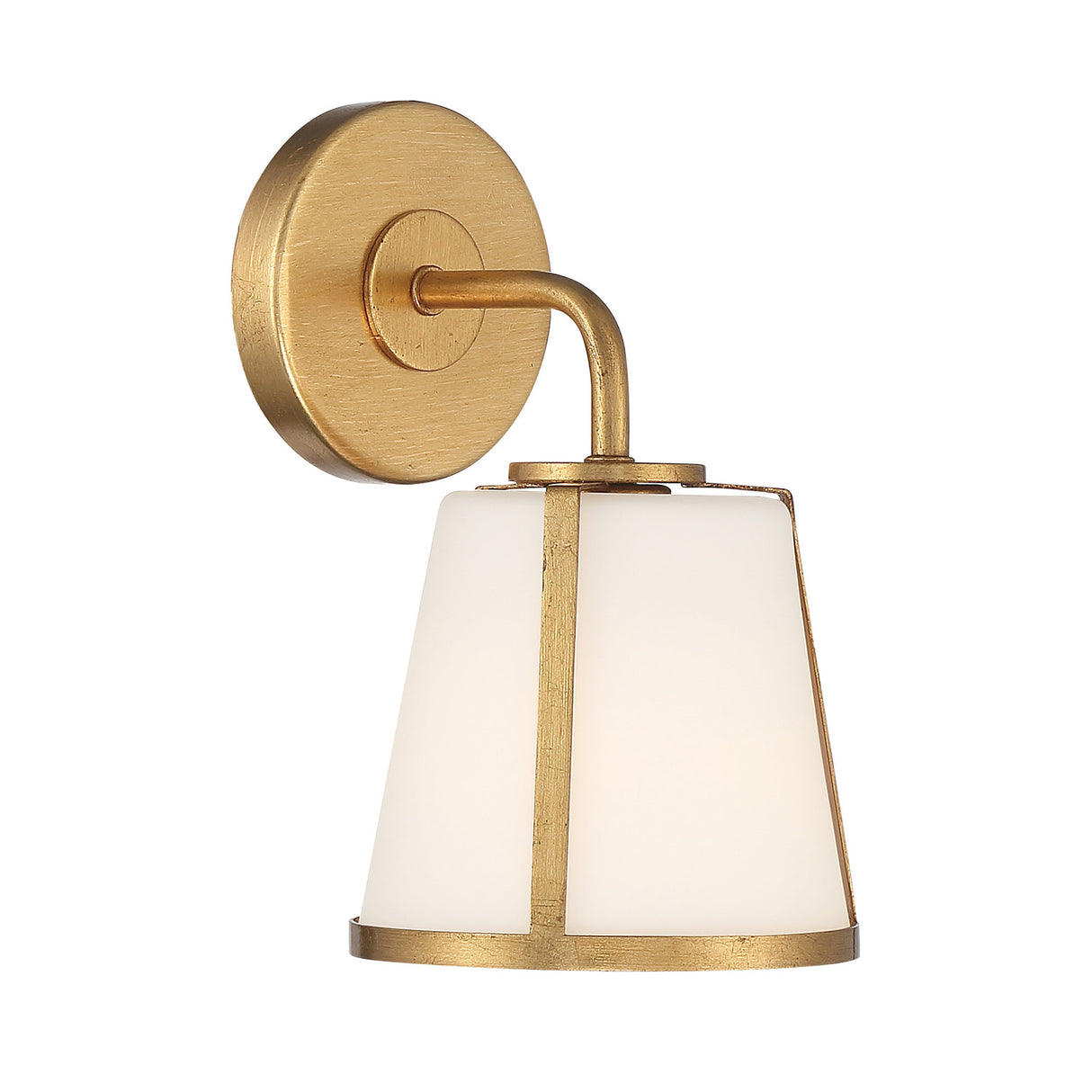 Hoyt Vanity Wall Sconce, Antique Gold with Opal Glass