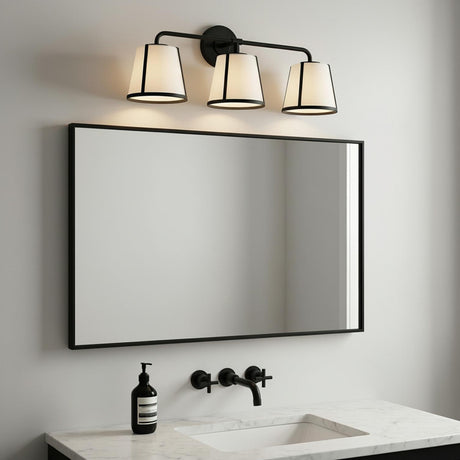 Hoyt 3 Light Vanity, Black with Opal Glass