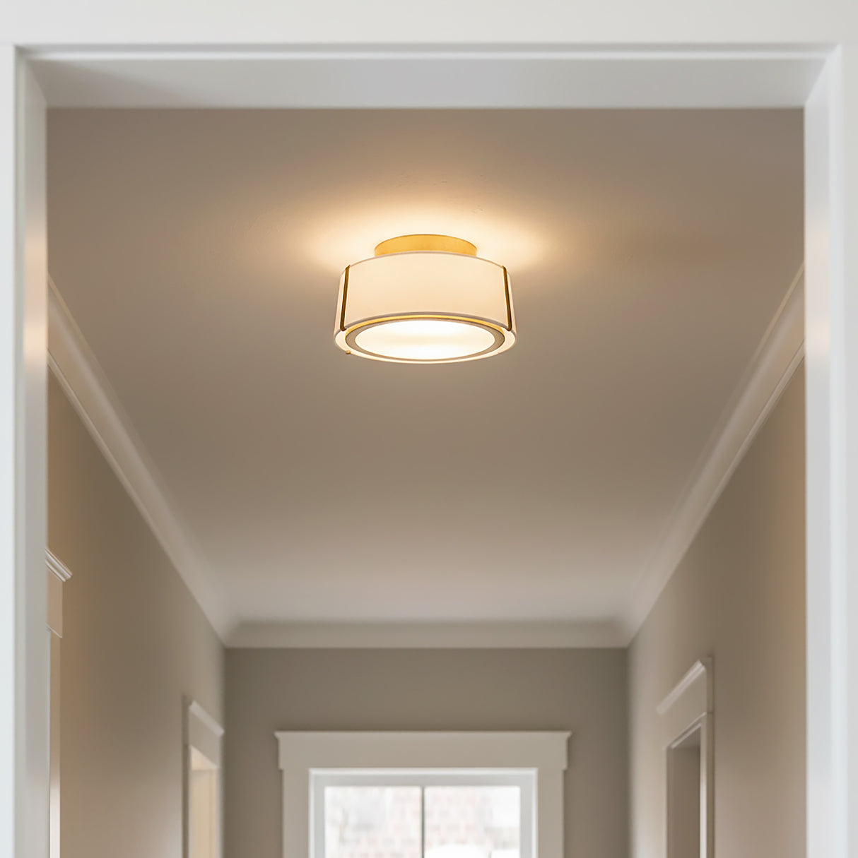 Hoyt Flush Mount 12" for Modern Farmhouse home with Beige Walls