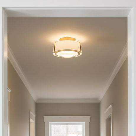 Hoyt Flush Mount 12" for Modern Farmhouse home with Beige Walls