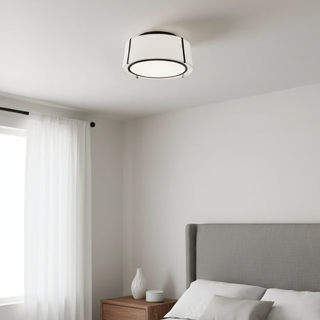 Hoyt Flush Mount 18, Black - A black and white flush mount in a bedroom setting