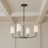 Logan 4 Light Chandelier 29" for Transitional home with Cream Wall Paneling