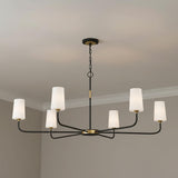 Logan 6 Light Chandelier 54", Black and Brushed Brass