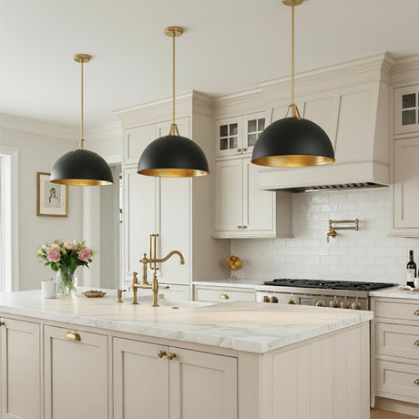 Grant Large Pendant 20", Black and Antique Gold