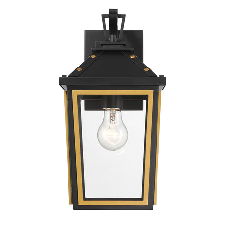 Ellington Outdoor Wall Light, Small 14" Black and Textured Gold