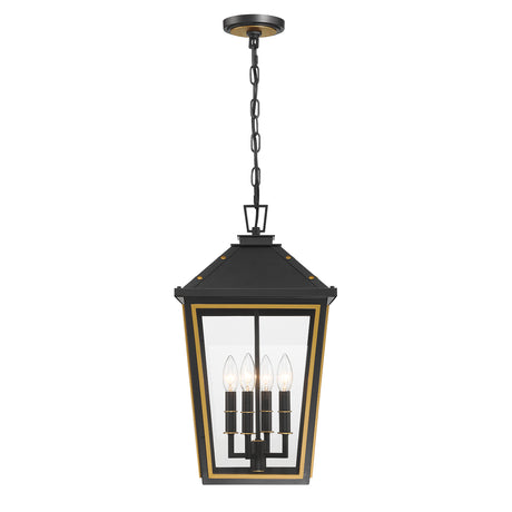 Ellington Outdoor Hanging Light, Black and Textured Gold
