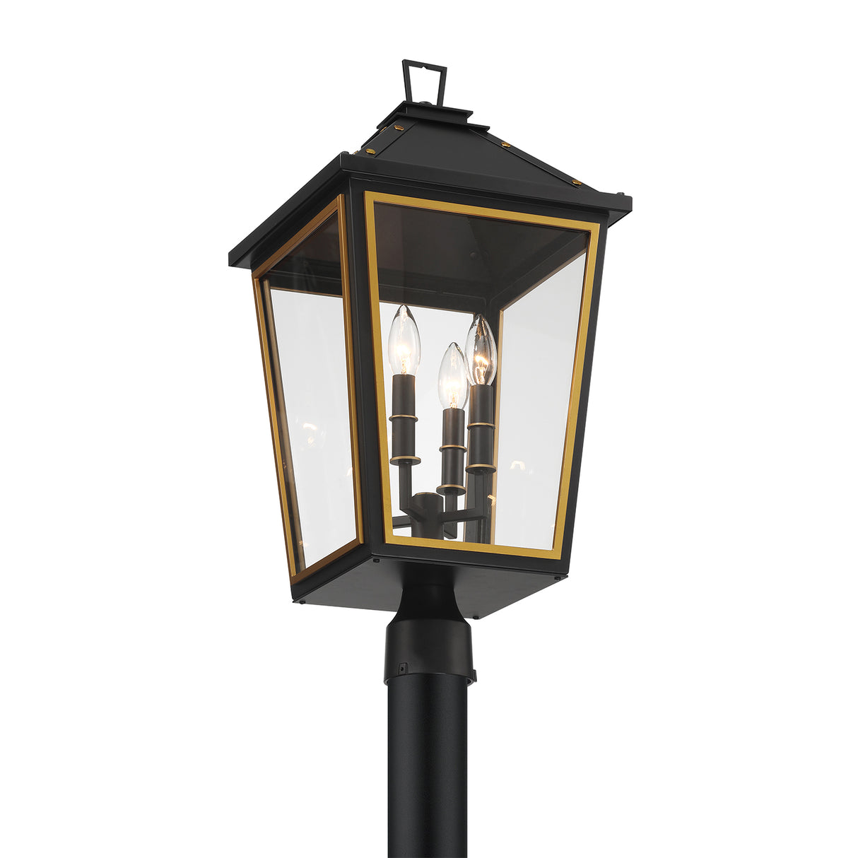 Ellington Outdoor Post Light, Black and Textured Gold