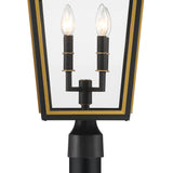 Ellington Outdoor Post Light, Black and Textured Gold