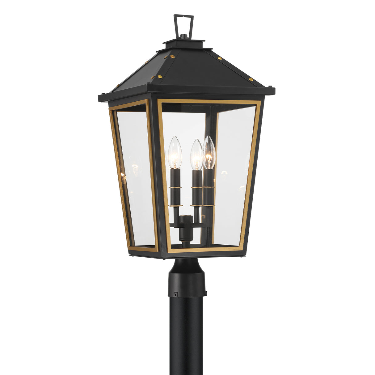 Ellington Outdoor Post Light, Black and Textured Gold