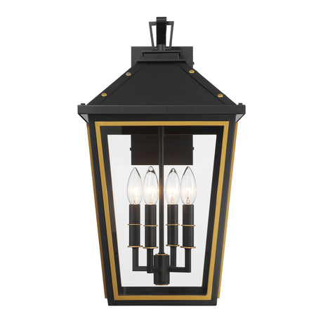 Ellington Outdoor Wall Light, Large 22" Black and Textured Gold