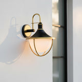 Tobin Outdoor Wall Light, Medium 19" Black and Textured Gold