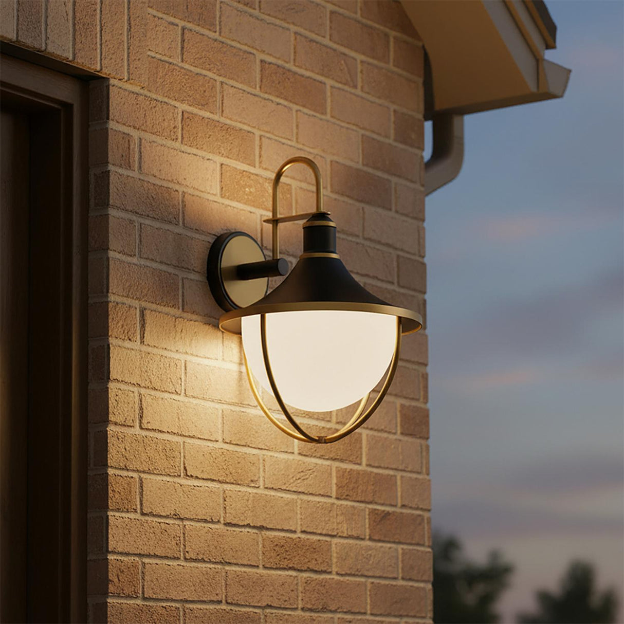 Tobin Outdoor Wall Light, Medium 19" Black and Textured Gold