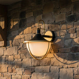 Tobin Outdoor Wall Light, Large 22" Black and Textured Gold for Modern Farmhouse home with Stone