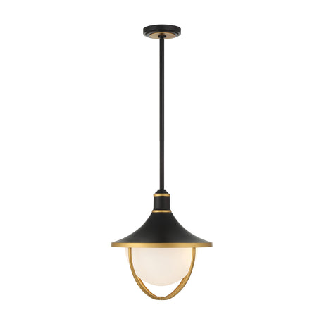 Tobin Outdoor Pendant Light 16", Black and Textured Gold