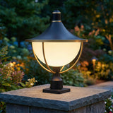 Tobin Outdoor Post Light 21" Black and Textured Gold for Transitional home with Dark Gray Stone