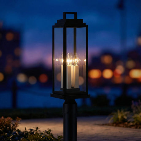 Easton Outdoor Post Light, Black for Modern Farmhouse home with Dark Siding