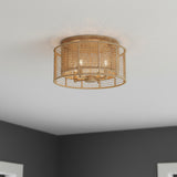 Sellah Flush Mount 15" for Coastal home with Warm Beige Jute