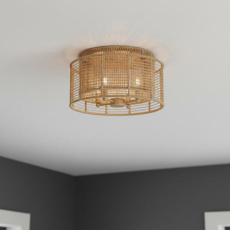 Sellah Flush Mount 15" for Coastal home with Warm Beige Jute