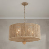Selma 5 Light Jute Pendant, 24" wide, for Coastal, Transitional home